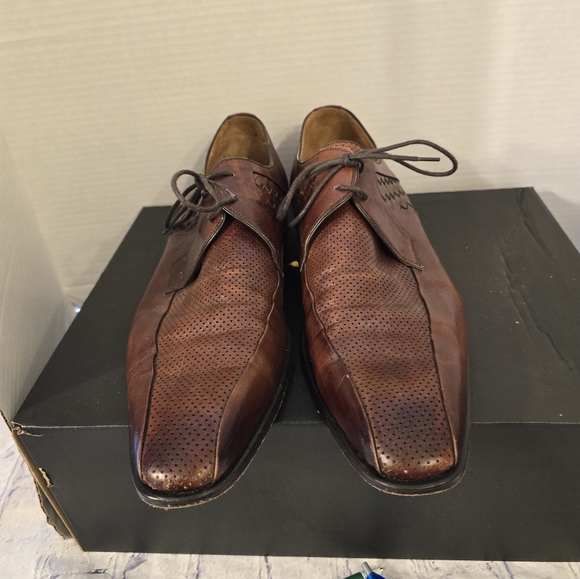 .MAGNANNI MEN\'S ALL LEATHER SHOES OXFORD TIE-UP BROWN CLASSIC SIZE 10.5M main image 10